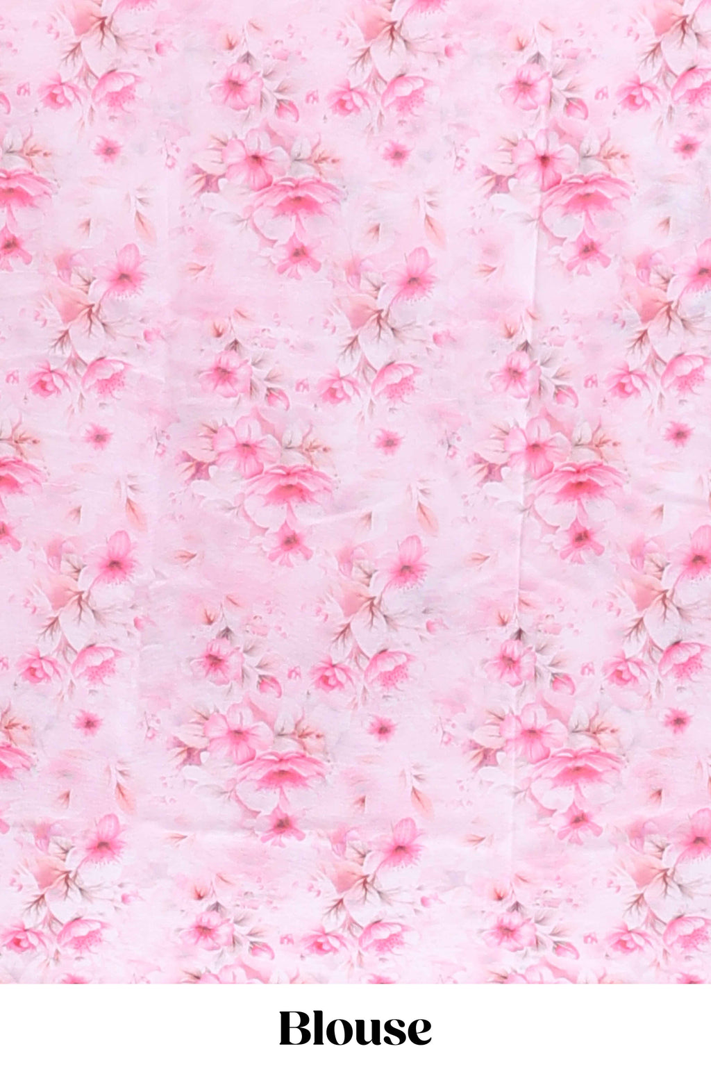 Pink floral design tussar saree with self border and matching blouse