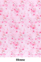 Pink floral design tussar saree with self border and matching blouse