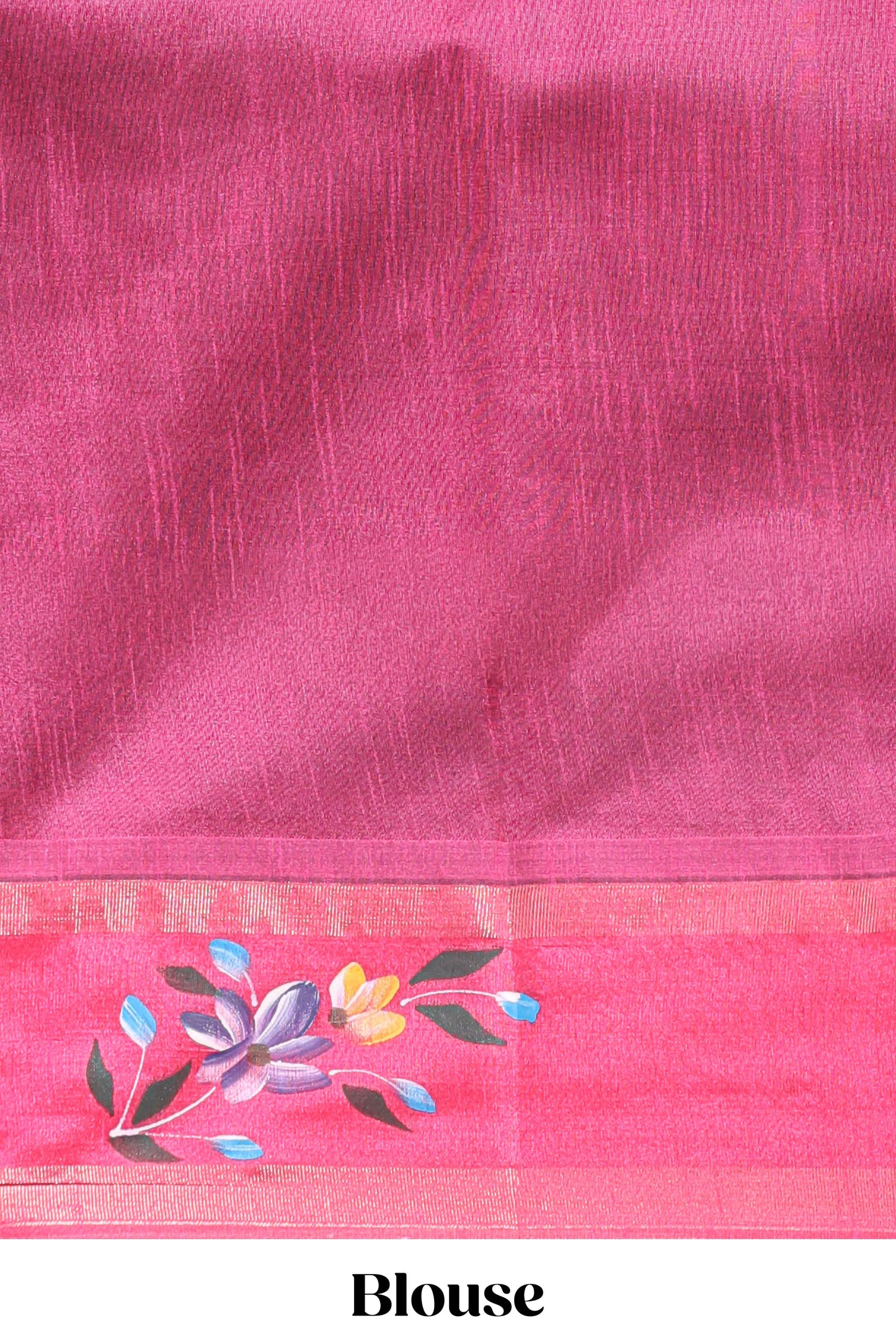 Violet checked semi tussar saree with contrast floral vine border and blouse