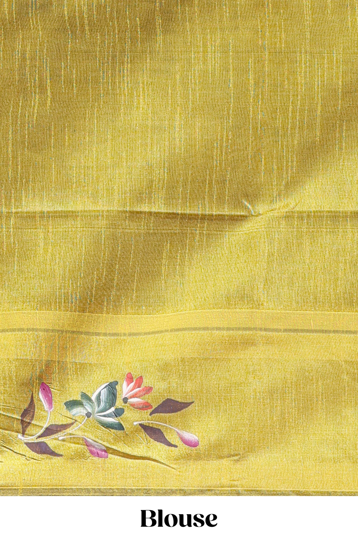 Green checked semi tussar saree with contrast floral vine border and blouse