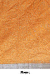 Mustard geometric design semi tussar saree with contrast border and matching blouse