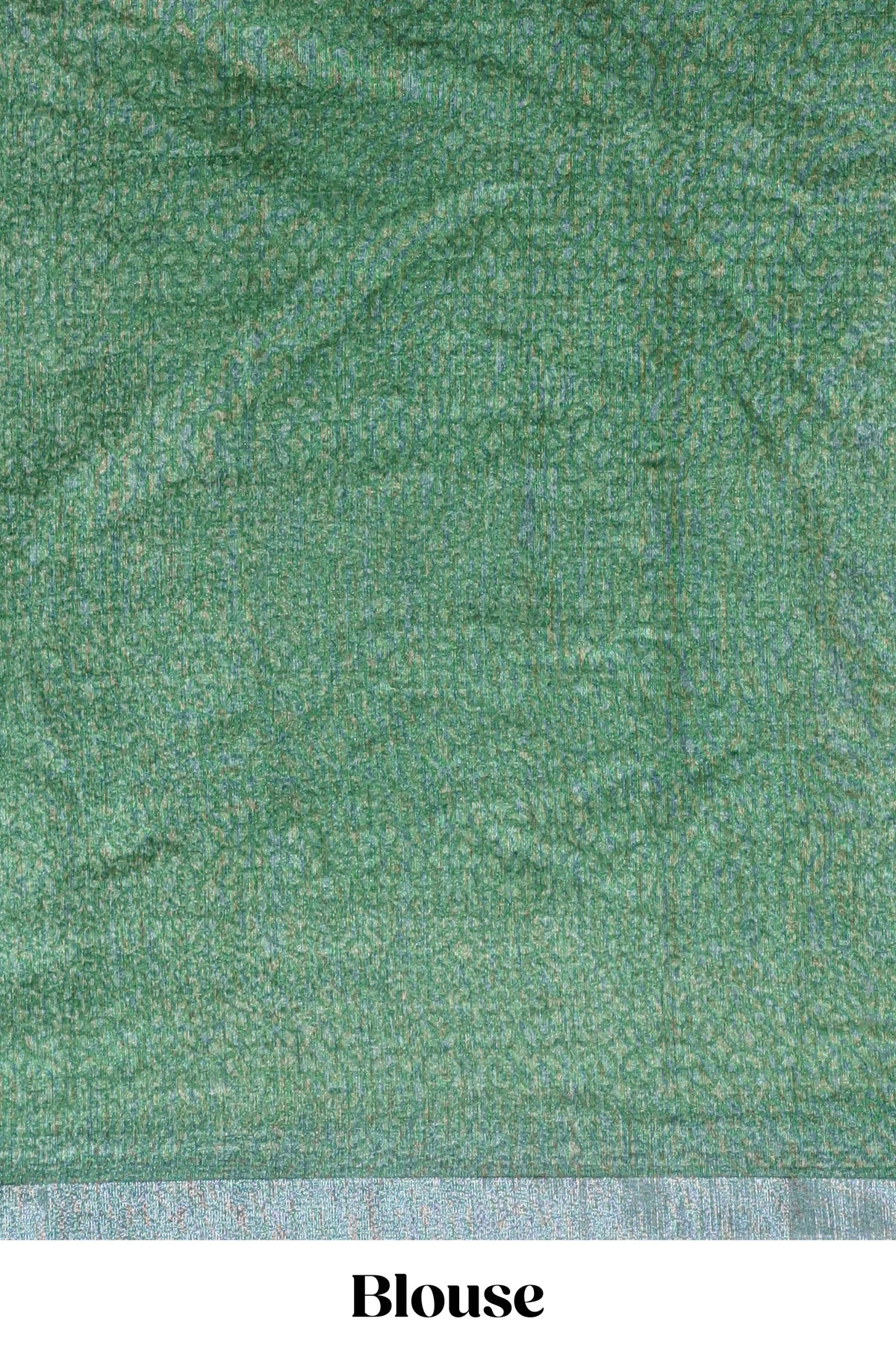 Green geometric design semi tussar saree with contrast border and matching blouse