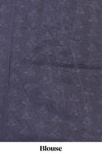 Black madhubani style floral & peacock design tussar saree with self border and matching blouse