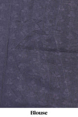 Black madhubani style floral & peacock design tussar saree with self border and matching blouse