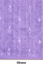 Lavender kalamkari style pattachitra storytelling motifs tussar saree with self border and matching blouse