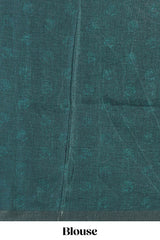Green floral design tussar saree with self zari border and matching blouse
