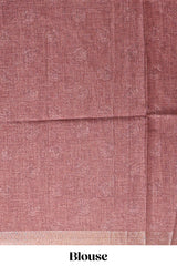 Brown floral design tussar saree with self zari border and matching blouse