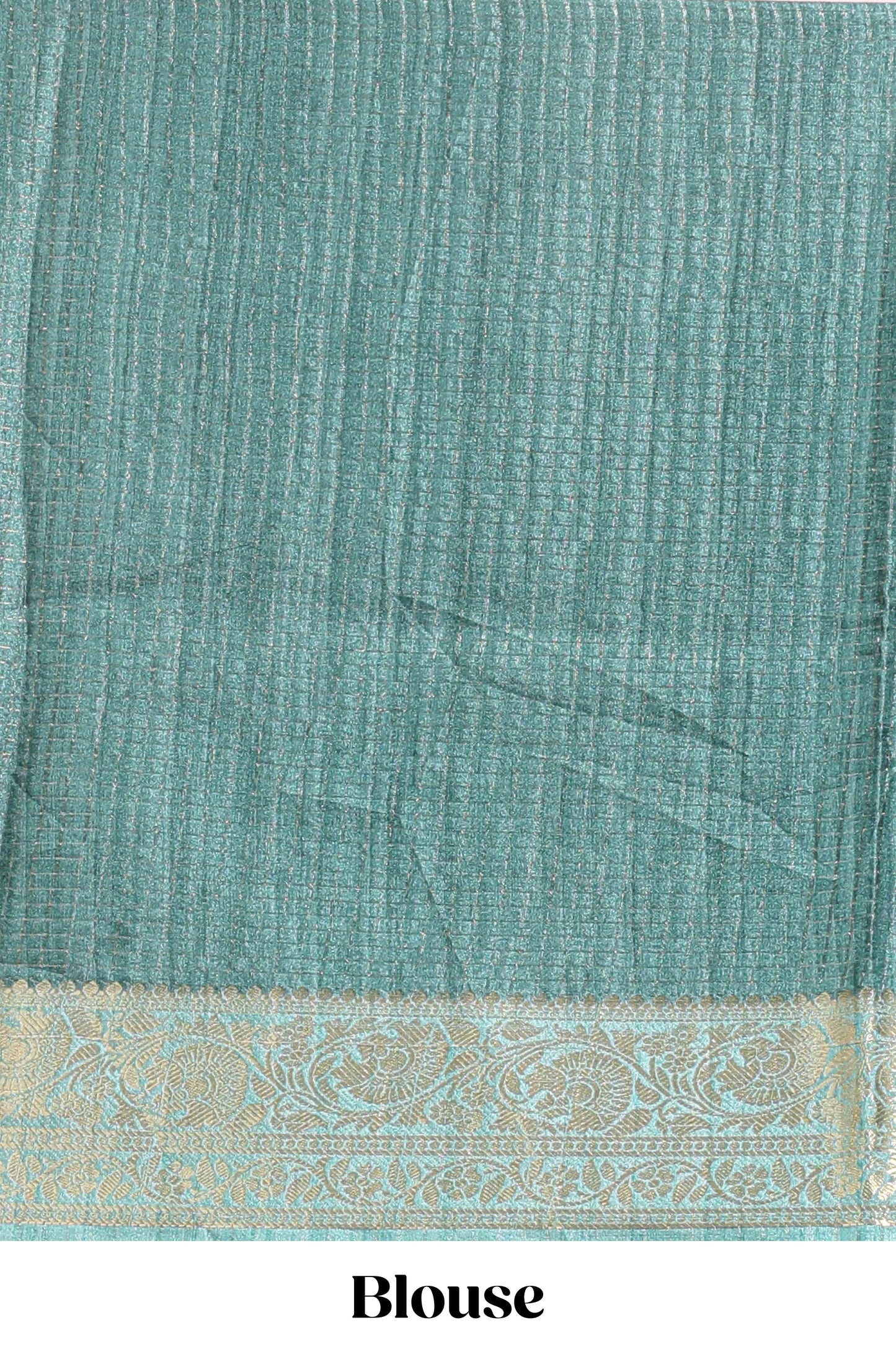 Green checked madhubani style tussar saree with contrast zari border and matching blouse