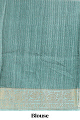 Green checked madhubani style tussar saree with contrast zari border and matching blouse