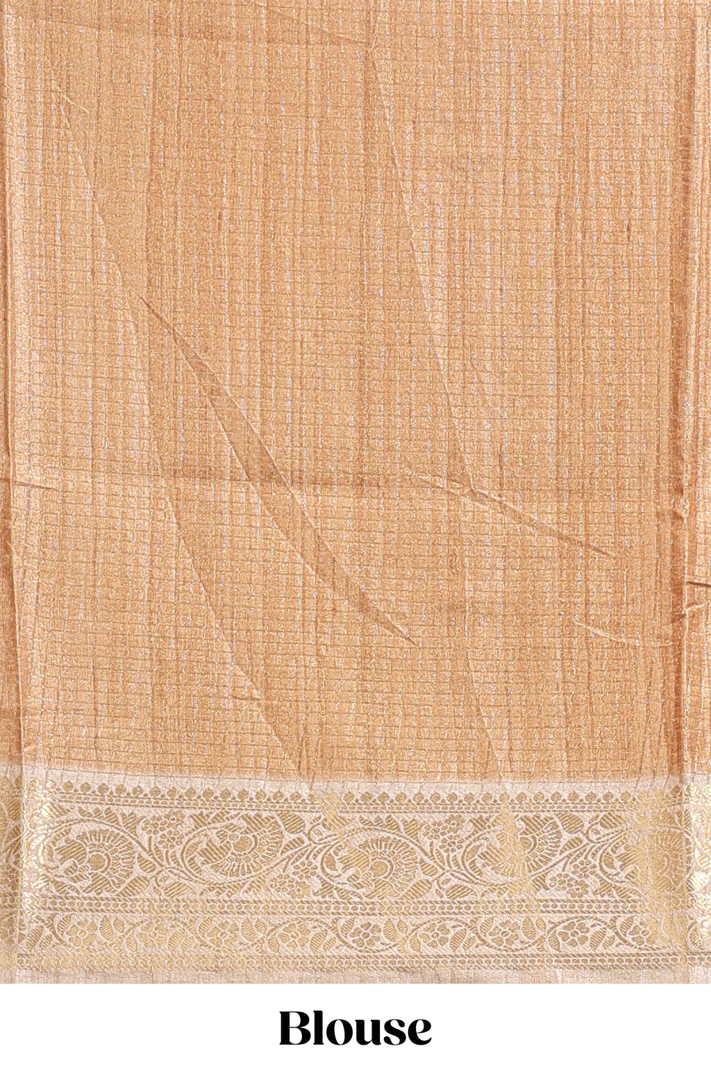 Sandal checked madhubani style tussar saree with contrast zari border and matching blouse