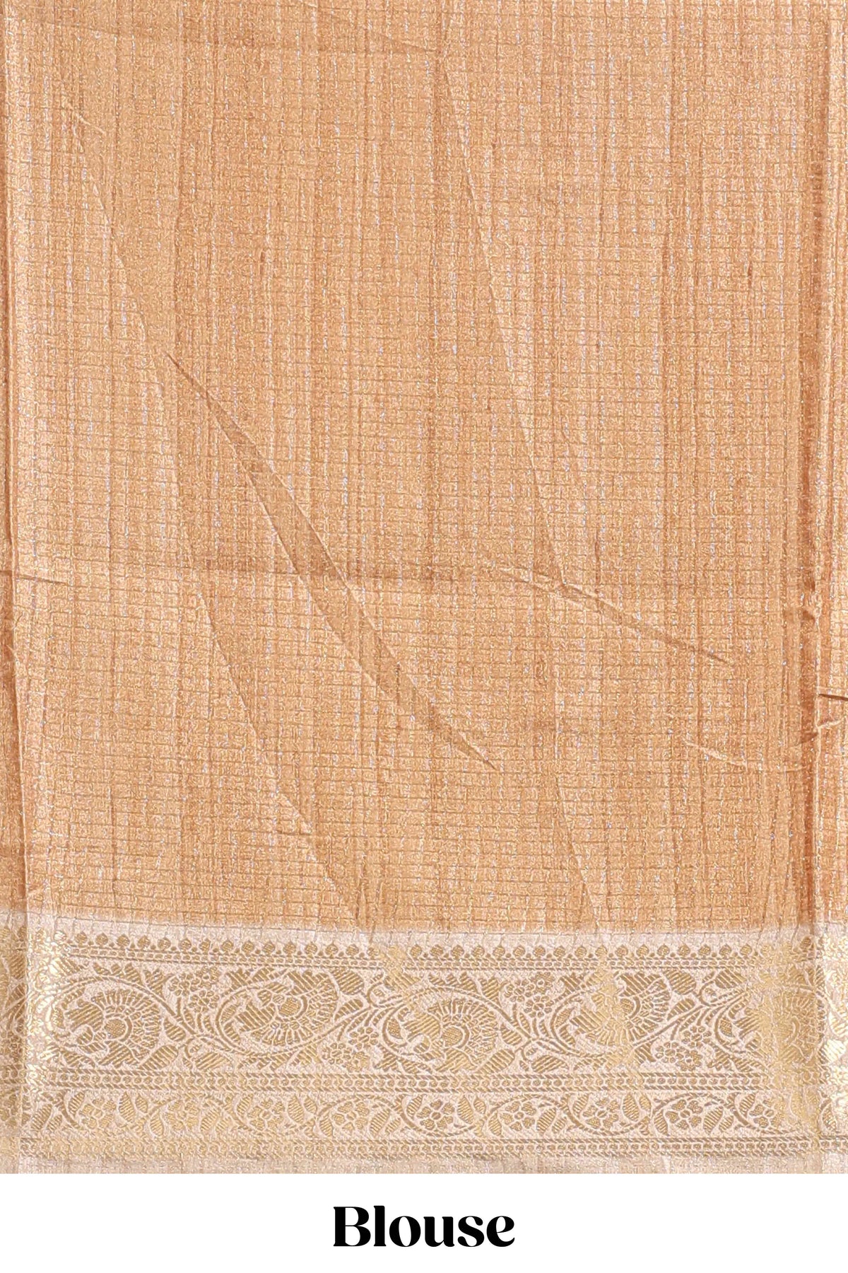 Sandal checked madhubani style tussar saree with contrast zari border and matching blouse