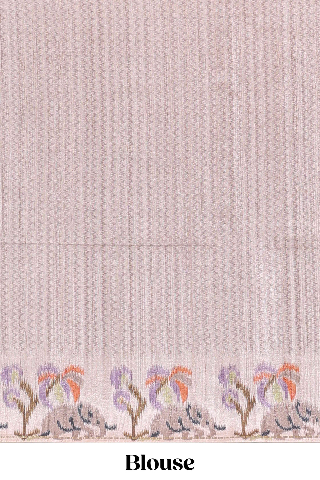 Beaver brown checked tussar saree with contrast ikkat style elephant and floral print border and printed pallu