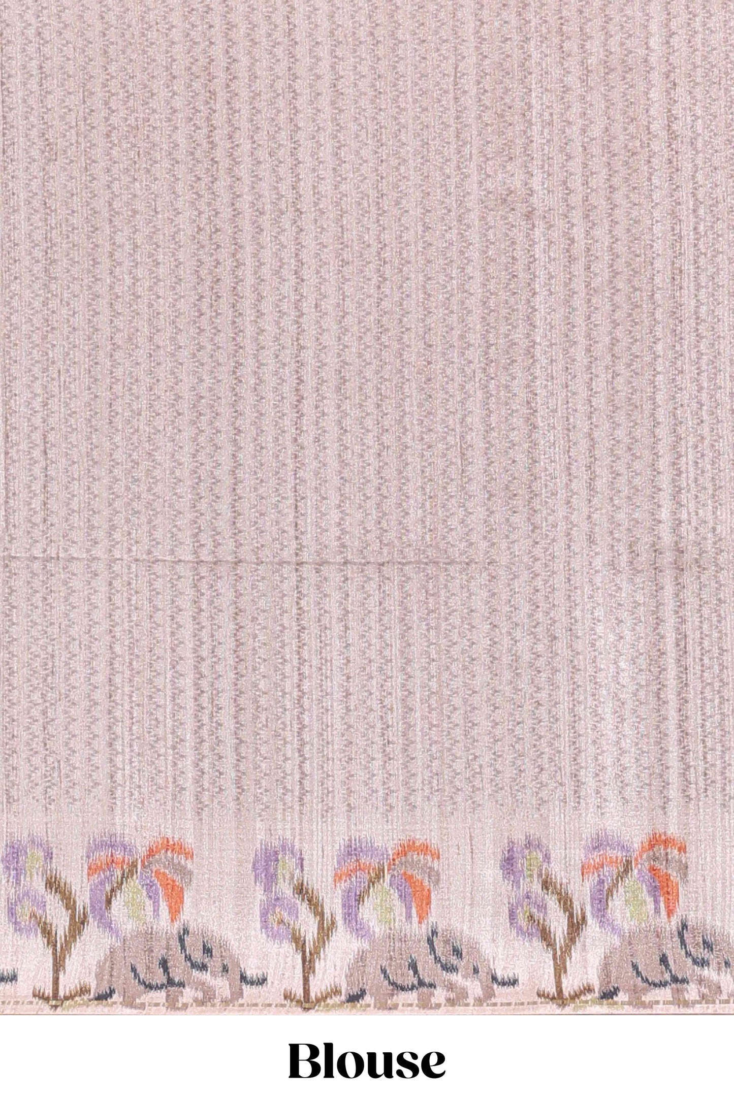Beaver brown checked tussar saree with contrast ikkat style elephant and floral print border and printed pallu