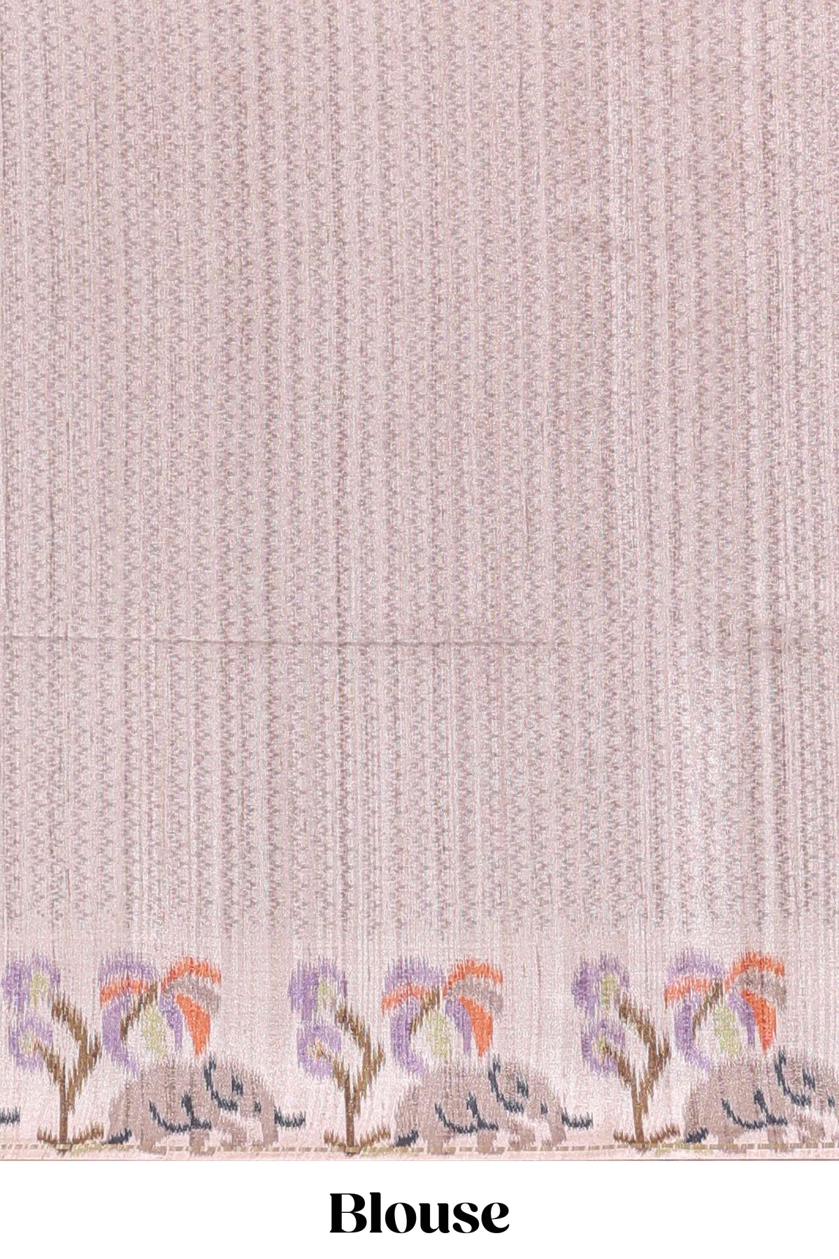 Beaver brown checked tussar saree with contrast ikkat style elephant and floral print border and printed pallu
