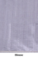 Grey checked tussar saree with contrast traditional elephant border and matching blouse
