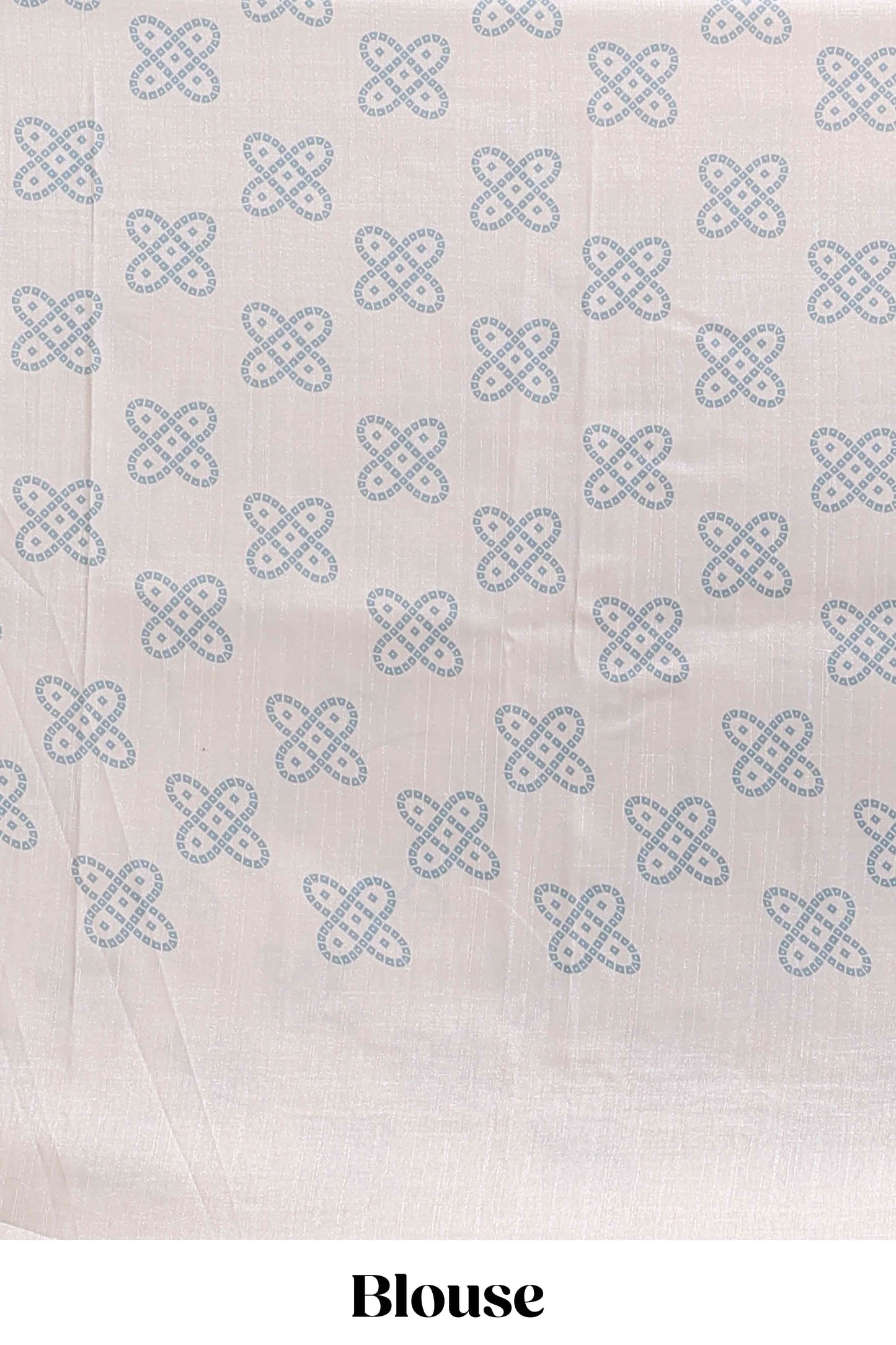 Cream striped tussar saree with contrast border and matching printed blouse