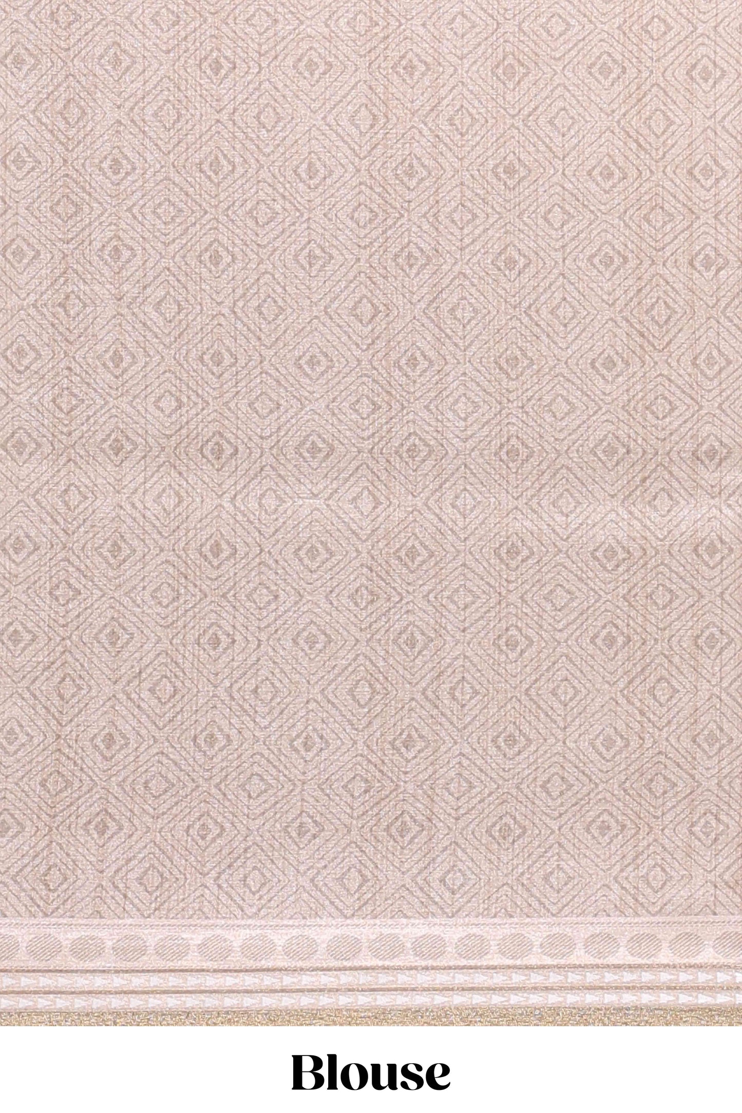Beige geometric design tussar saree with self border and matching blouse