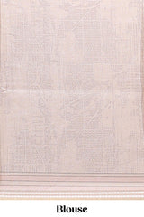 Beige geometric design tussar saree with self border and matching blouse