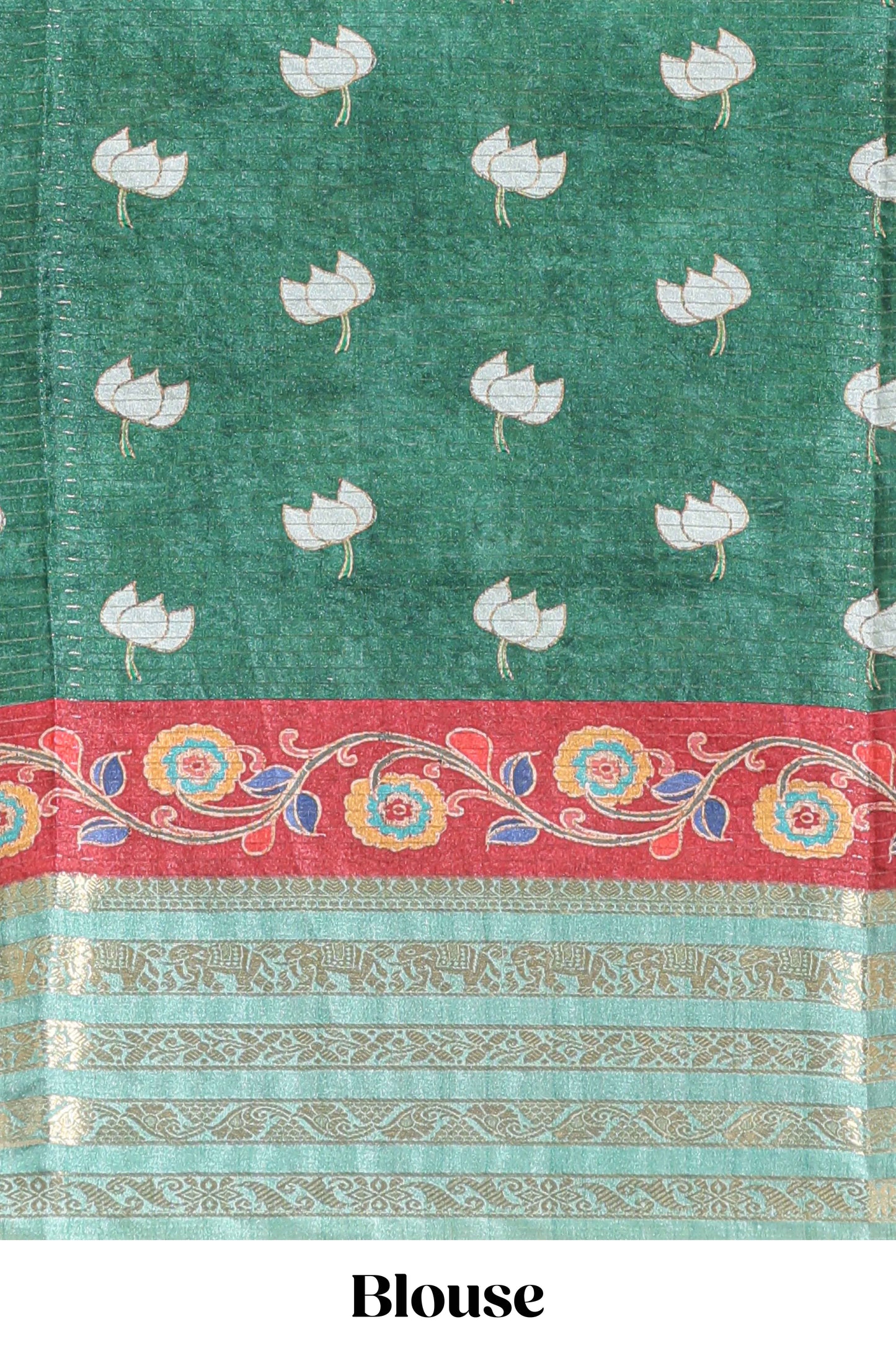 Mustard floral design kalamkari style tussar saree with contrast border and printed pallu
