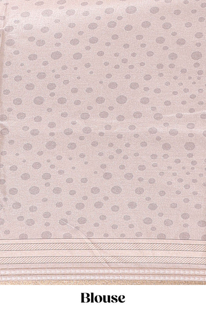 Beige geometric design tussar saree with self border and matching blouse