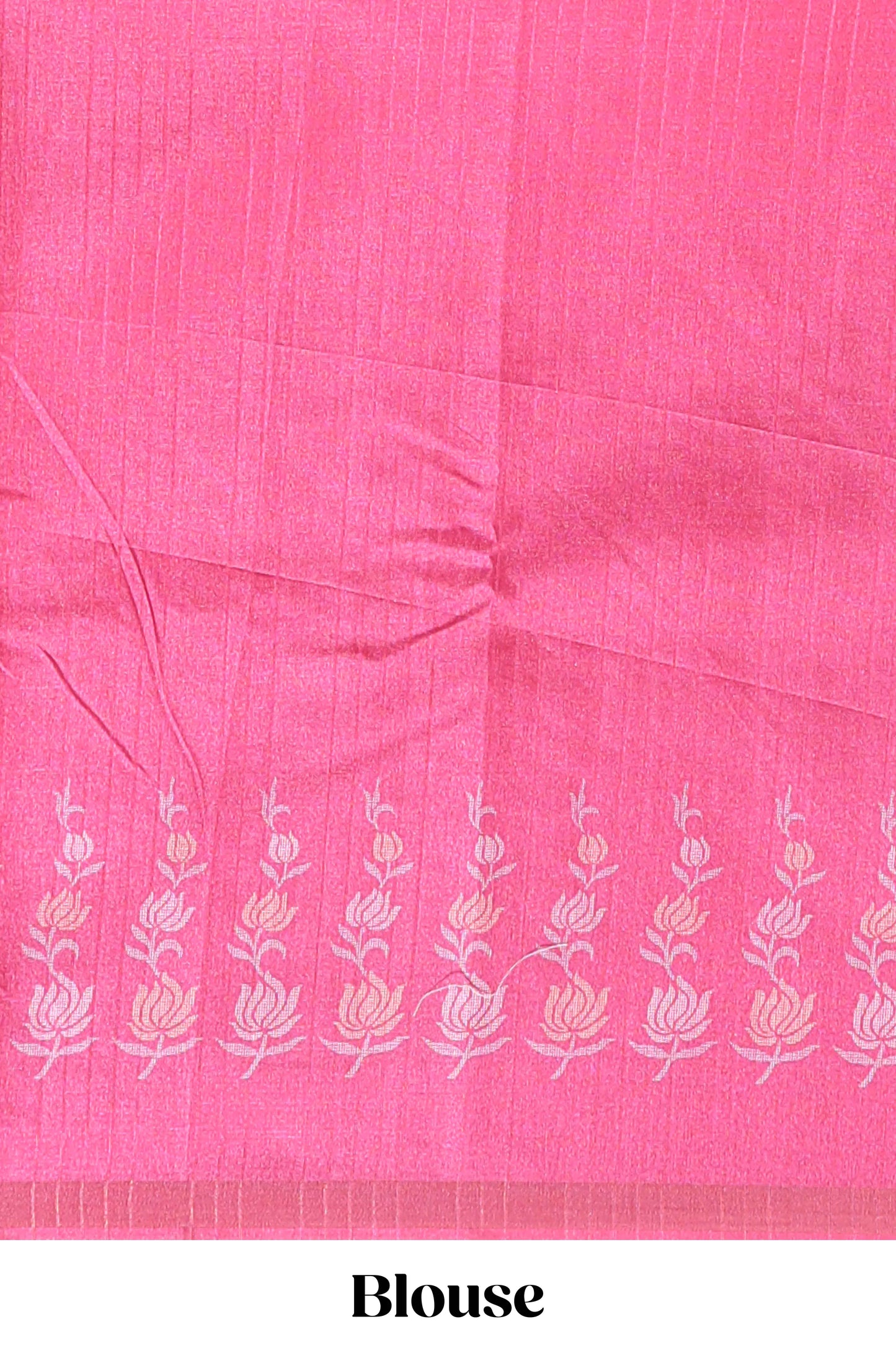 Beige striped floral motifs tussar saree with contrast floral print border and printed pallu