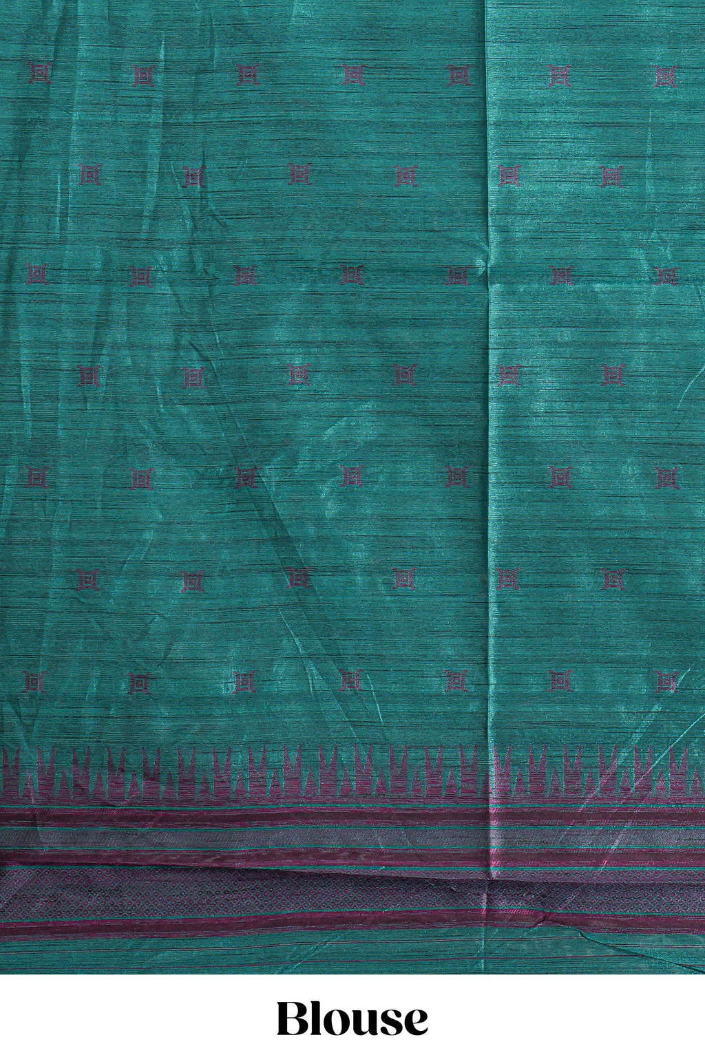 Purple plain semi tussar saree with contrast geometric border and motifs blouse