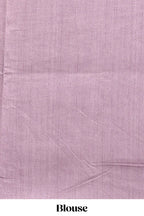 Borderless mauve floral design semi tussar saree with self pallu and blouse