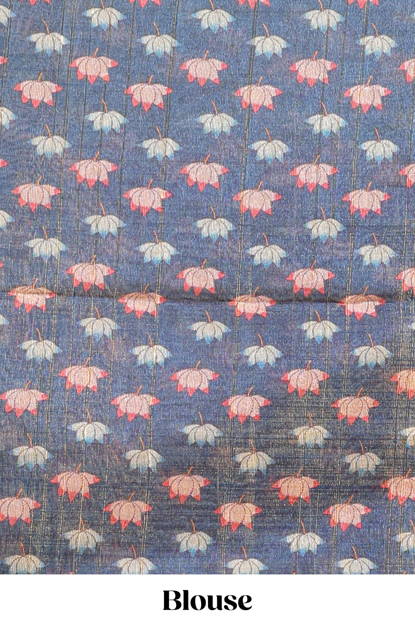 Pink floral & peacock design semi tussar saree with contrast border and floral printed blouse