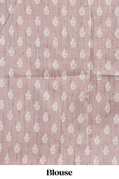 Purple floral design semi tussar saree with contrast border and floral printed blouse