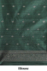Borderless mustard floral design semi tussar saree with contrast pallu and blouse