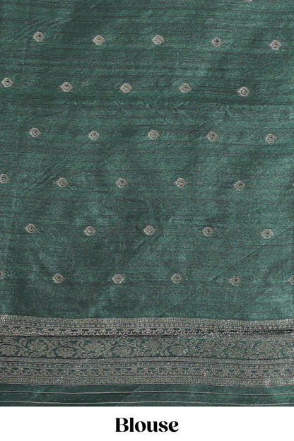 Borderless maroon floral design semi tussar saree with contrast pallu and blouse