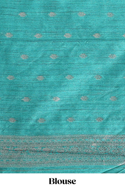 Borderless purple floral design semi tussar saree with contrast pallu and blouse