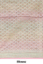 Multi color geometric design semi tussar saree with self border and printed blouse