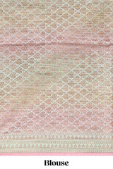 Multi color geometric design semi tussar saree with self border and printed blouse