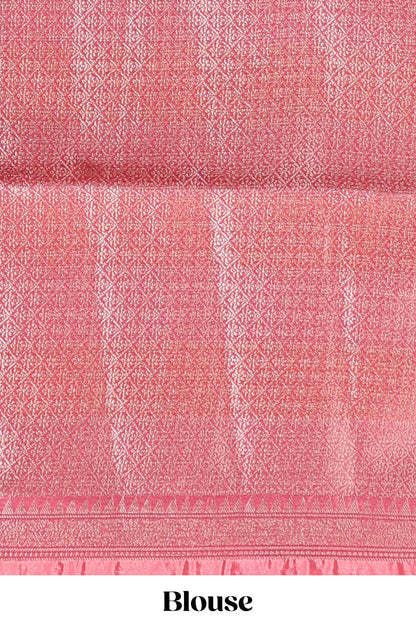 Multi color checked zari motifs design semi tussar saree with self border and matching blouse