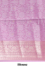Lavender floral brocade jacquard design semi tussar saree with self border and matching blouse
