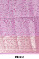 Lavender floral brocade jacquard design semi tussar saree with self border and matching blouse