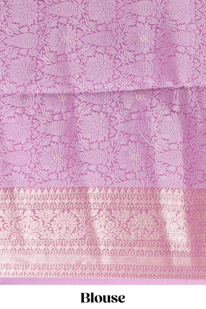Lavender floral brocade jacquard design semi tussar saree with self border and matching blouse