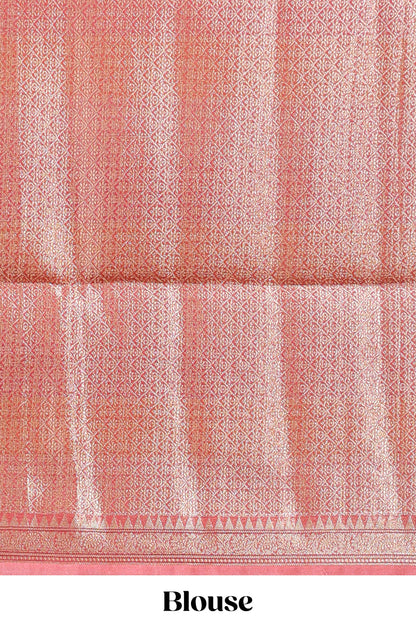 Multi color checked zari motifs design semi tussar saree with self border and matching blouse