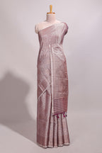 Dusky Pink jacquard floral zari motifs design semi tussar saree with self border and matching blouse