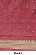 Green ikkat motifs design semi tussar saree with contrast green border and striped blouse