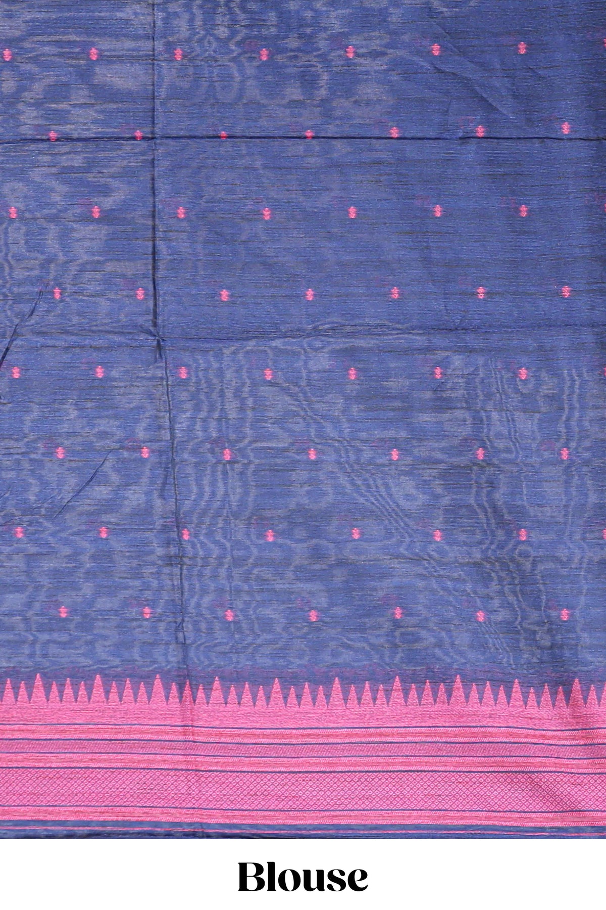 Pink ikkat motifs design semi tussar saree with contrast border and striped blouse