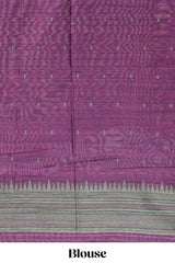 Bottel green ikkat motifs design semi tussar saree with contrast border and motifs blouse