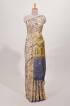 Sandal all over body Warli print withleaf motifs pallu and contrast blouse