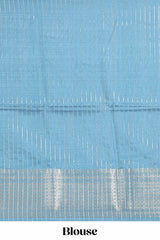 Blue colour story bookprintedsemi tussar saree with zari border and zari weaving blouse
