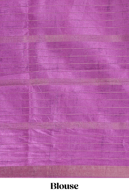 Multi colour and floral design  semi tussar saree with contrast border and  contrast blouse