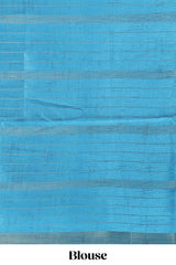 Multi colour and floral semi tussar saree with contrast border andcontrast blouse