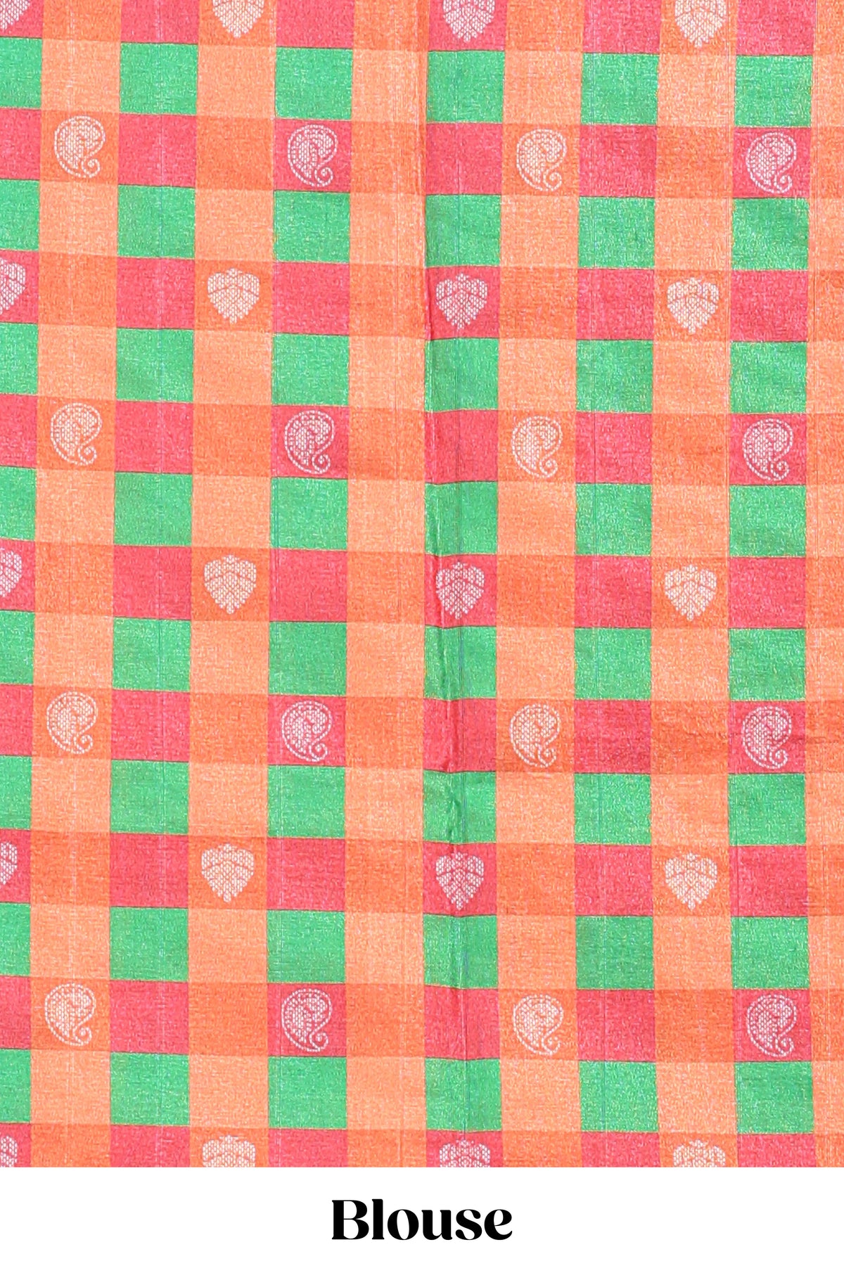 Cream colour  semi tussar saree  andcontrast checked  border with  contrast  checked blouse