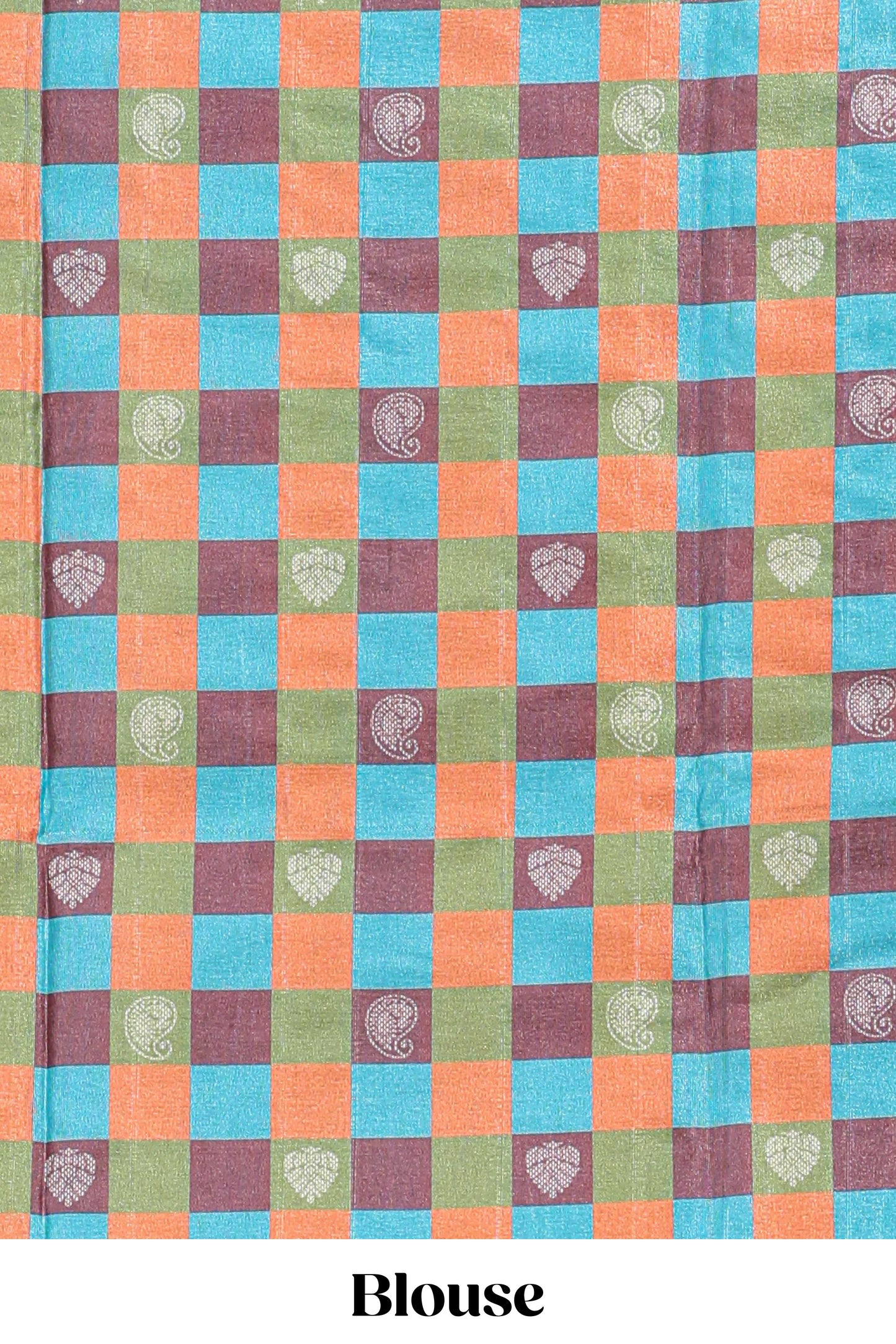 beige colour  semi tussar saree with contrast checked  border and  contrast  checked blouse