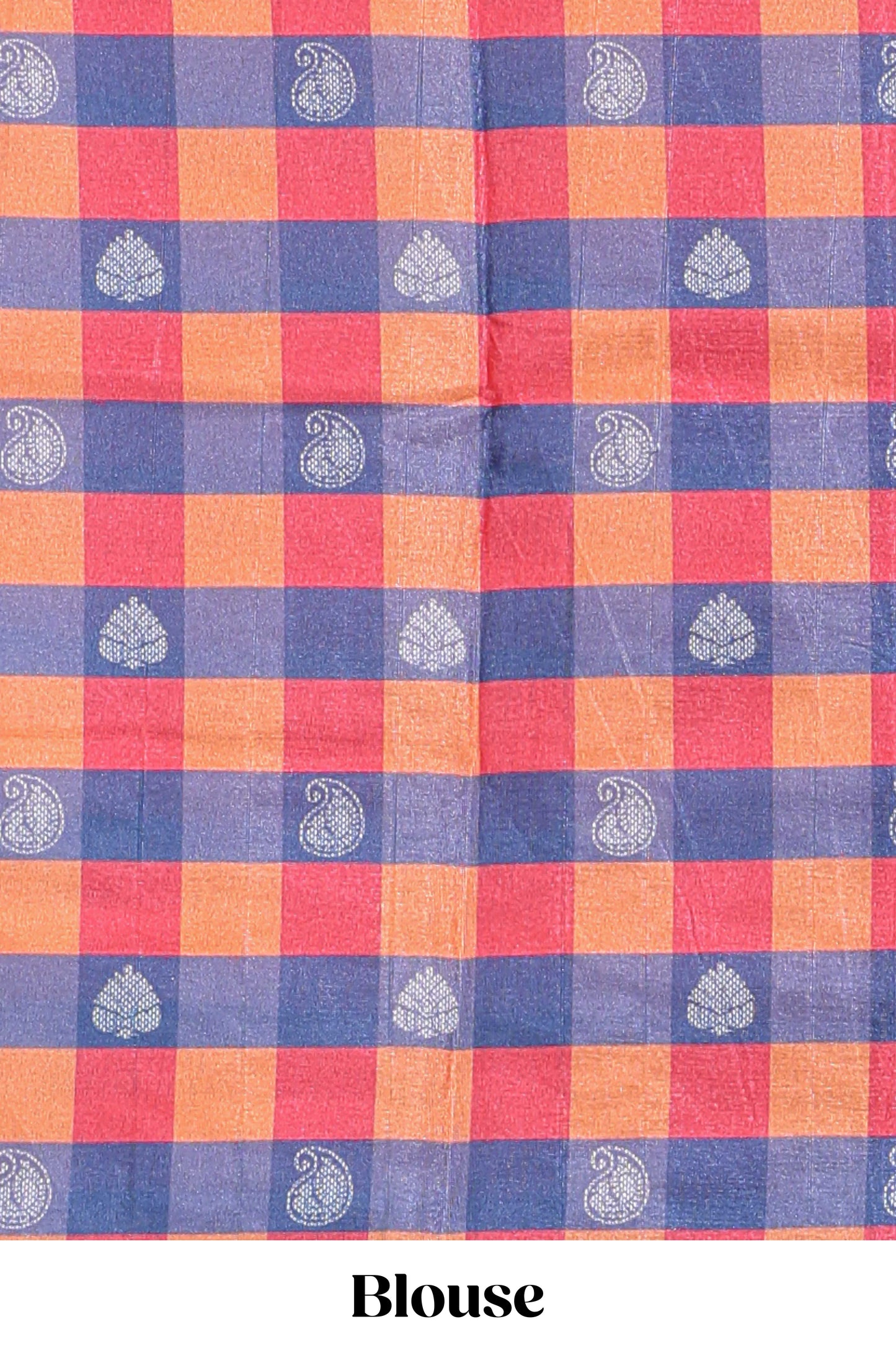 beige colour  semi tussar saree with contrast checked  border and  contrast  checked blouse